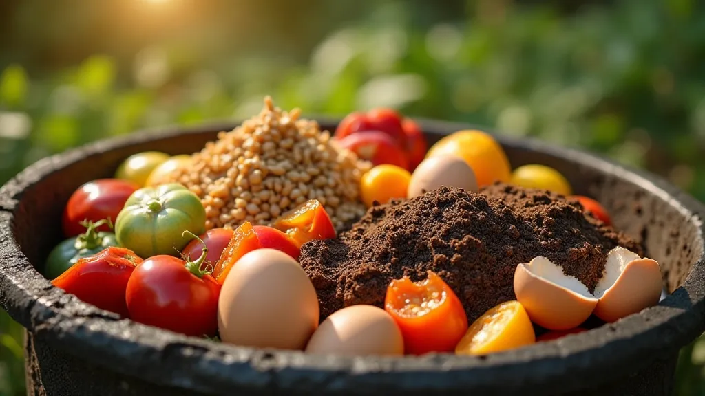 Compost bin with organic materials