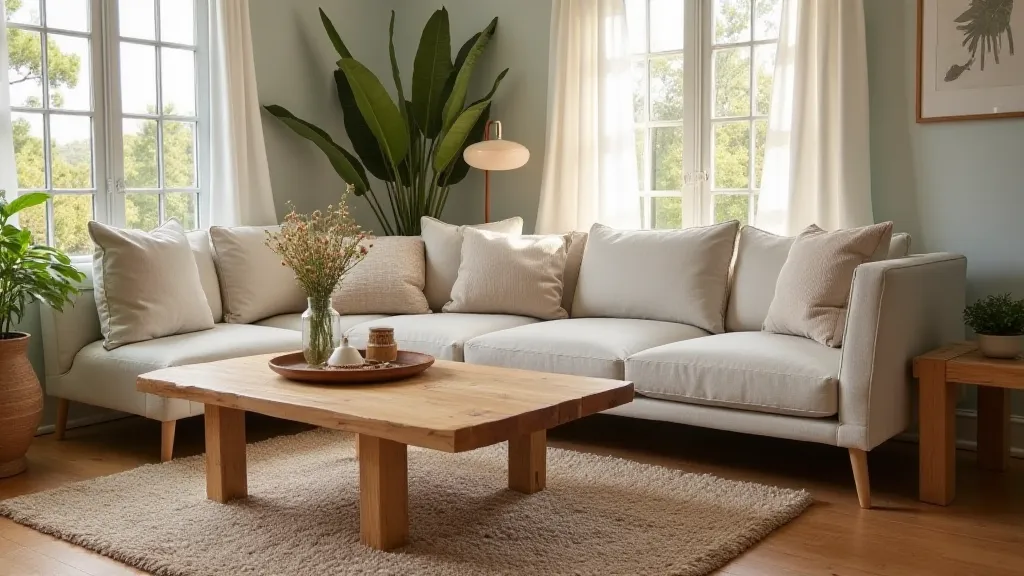Cozy living room with eco-friendly decor