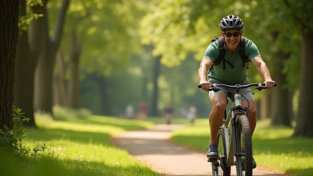 Person cycling in a park