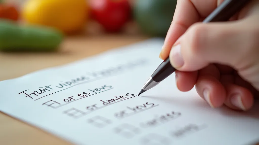Hand writing a grocery list