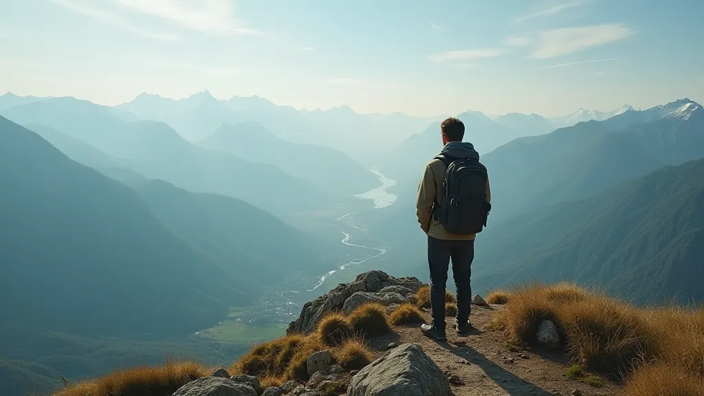 Traveler overlooking a landscape