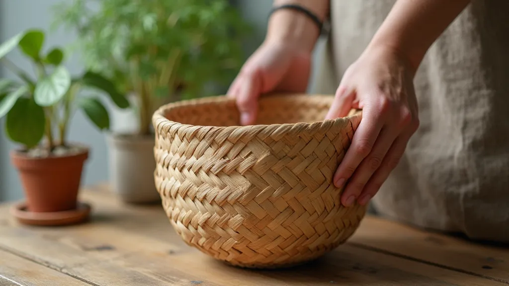 Close-up of a natural fiber basket