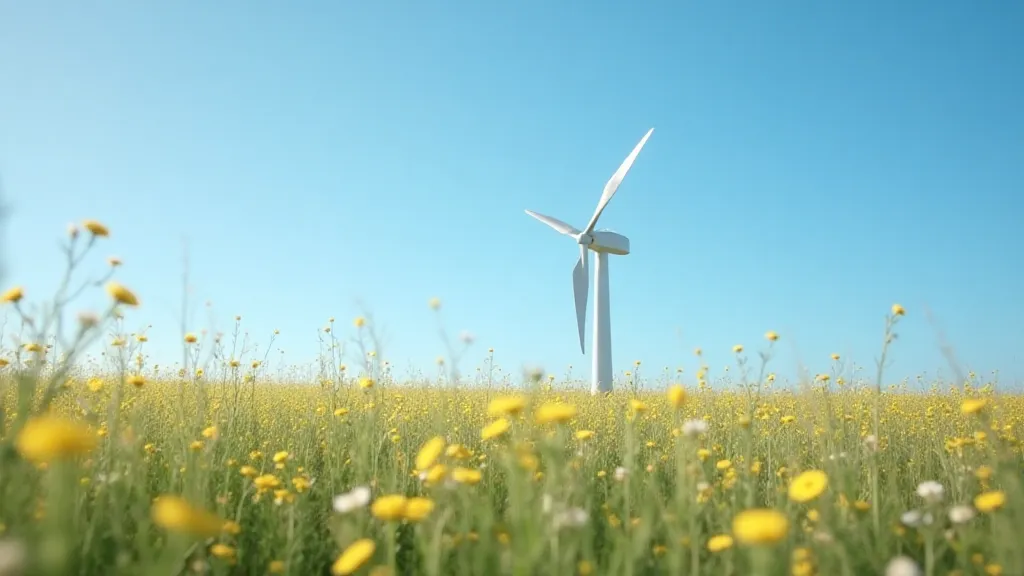 Wind turbine in a field